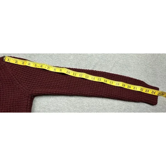 Anthropologie Kaisely Sweater Womens XS Burgundy Sweater Waffle Knit Laces - Picture 3 of 8